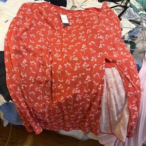 Abercrombie and Fitch BNWT MIDI Skirt High Slit XL Floral Red/Coral